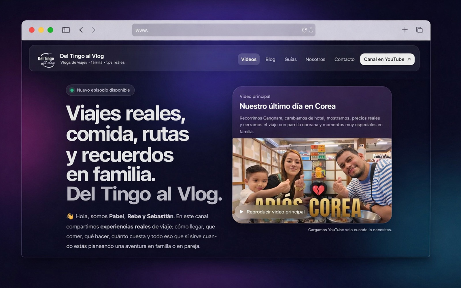 Banner del sitio Del Tingo al Vlog