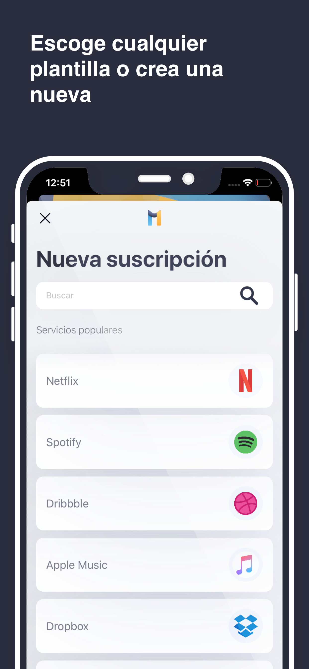 Pantallas de Mysu para gestionar suscripciones